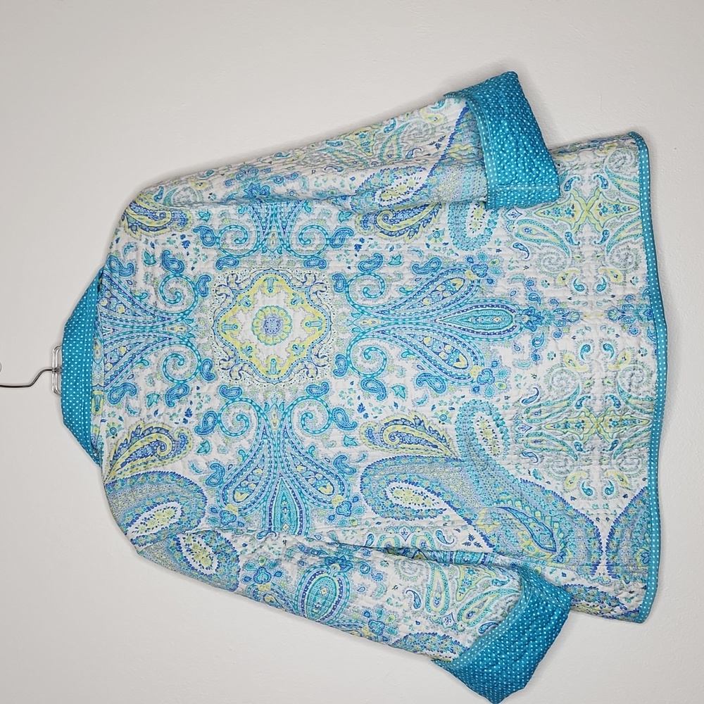 Patty Kim NY Reversible Quilted Blazer Jacket Mixed Print Paisley Polka Dot - Picture 8 of 13